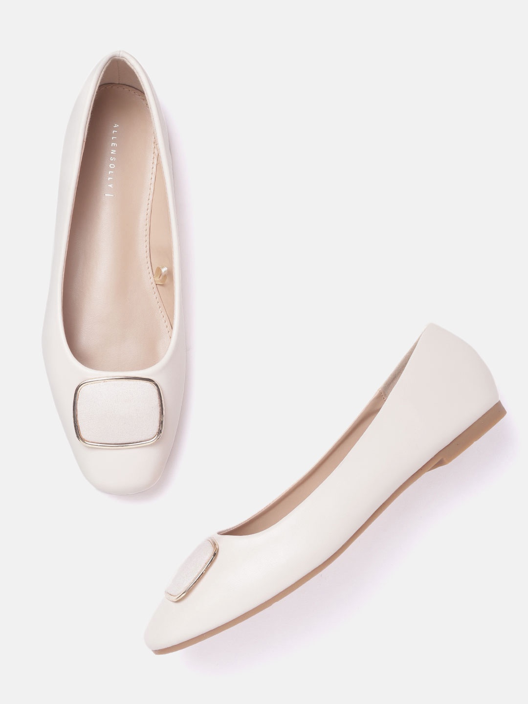 

Allen Solly Women Off-White Ballerinas with Metallic Detail