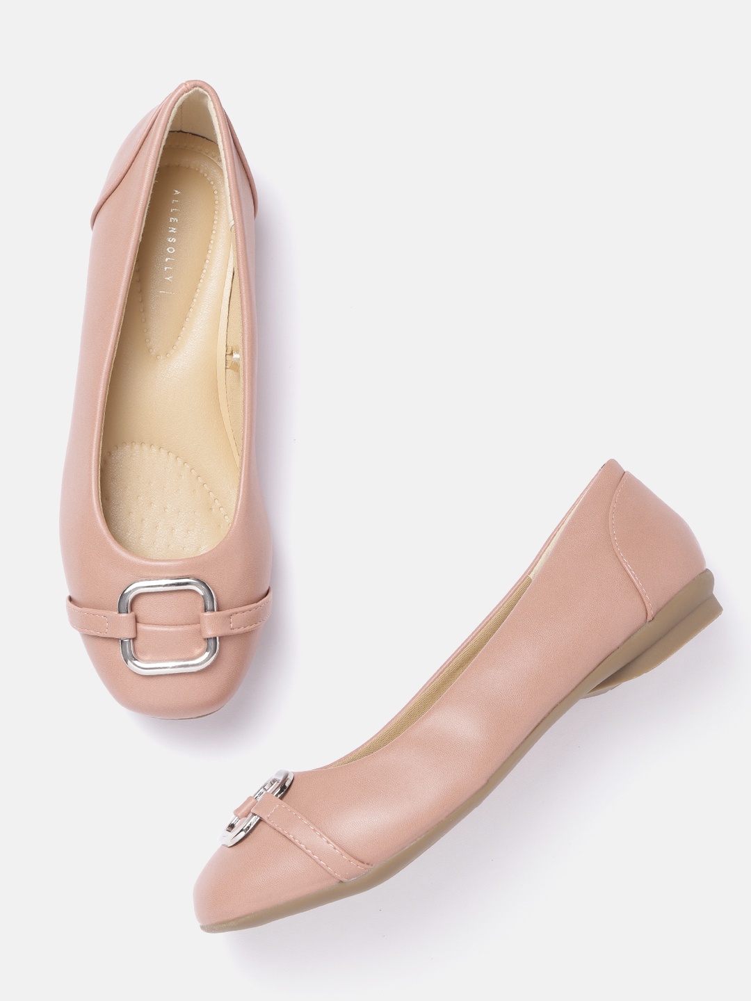 

Allen Solly Women Dusty Pink Solid Ballerinas with Metallic Detail