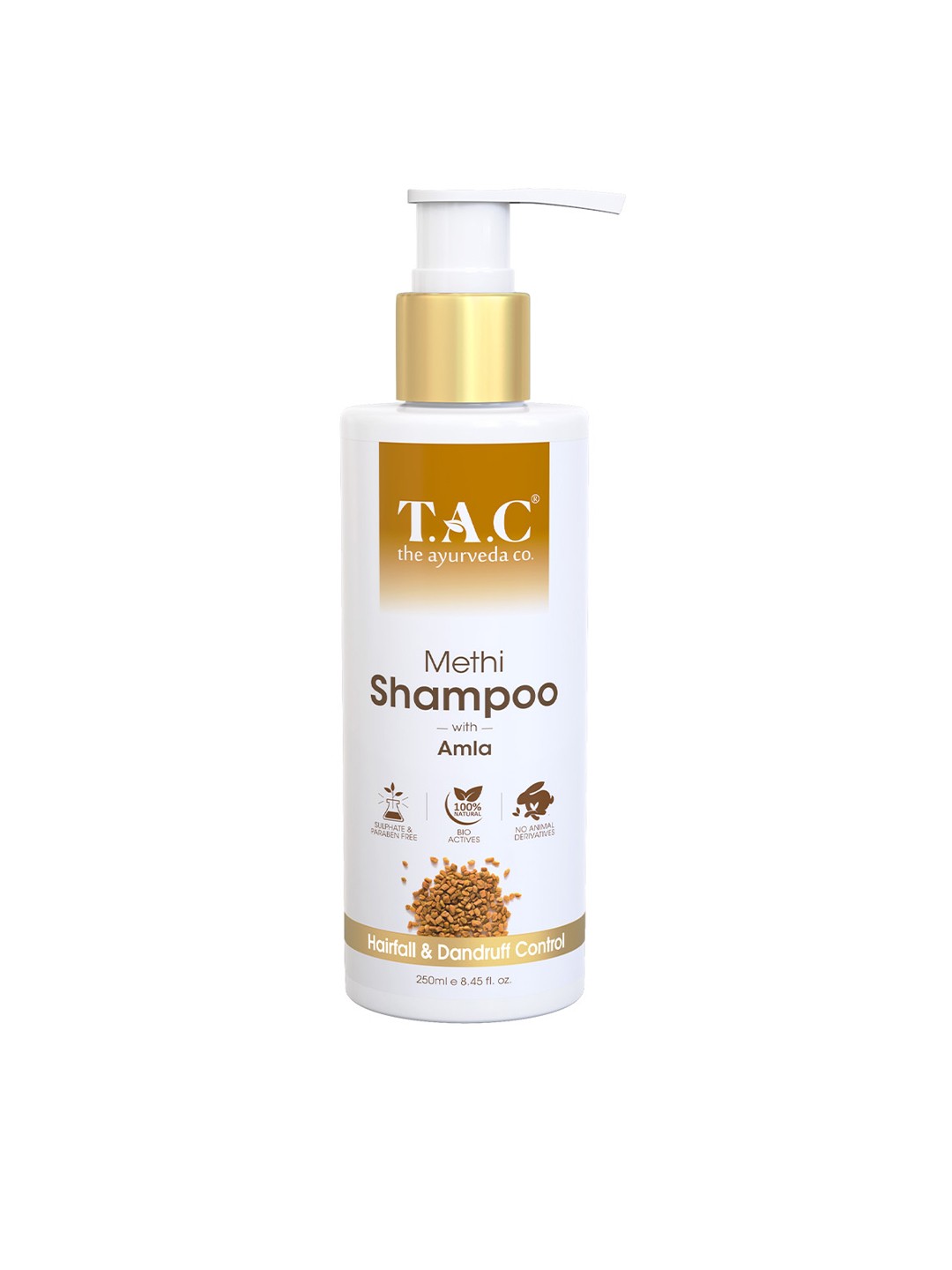 

TAC - The Ayurveda Co. Methi & Bhringraj Anti Dandruff Shampoo For Hairfall Control-250ml, Peach