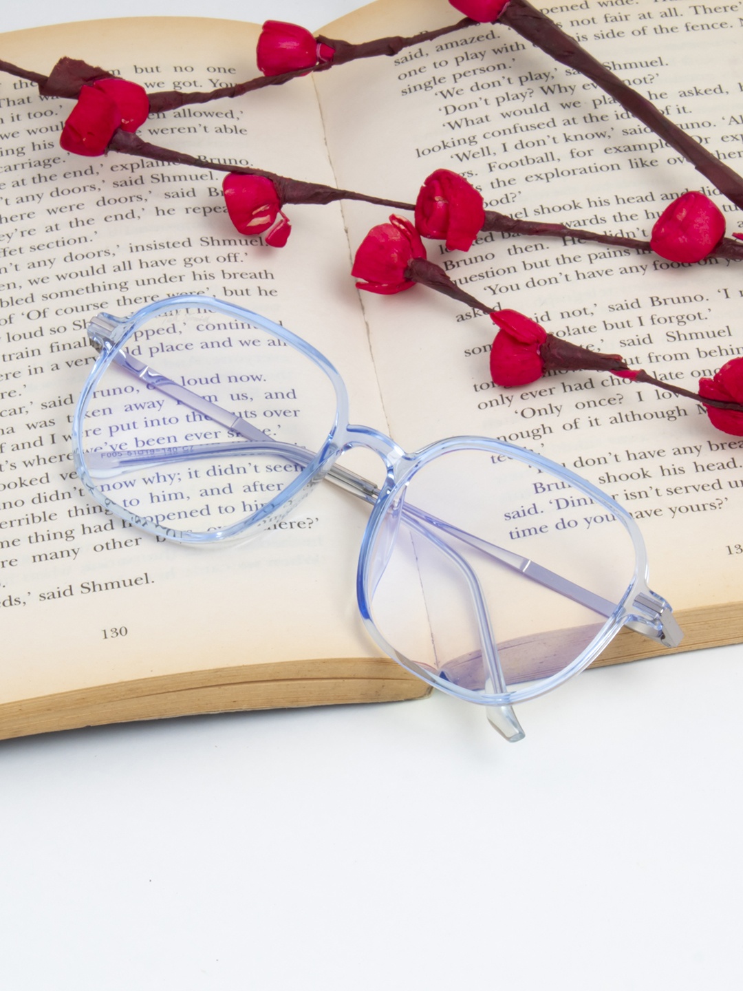 

Ted Smith Unisex Blue & Silver-Toned Full Rim Square Frames