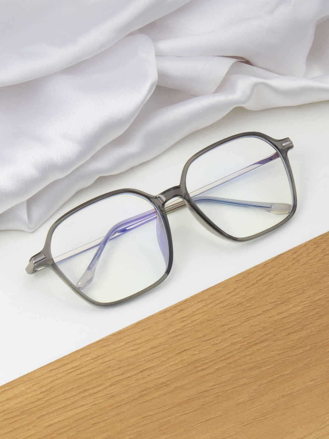 

Ted Smith Unisex Grey & Transparent Full Rim Square Frames TSI-F004_C9