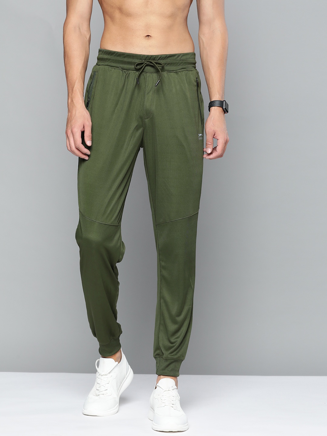 

Slazenger Men Olive Green Solid Joggers