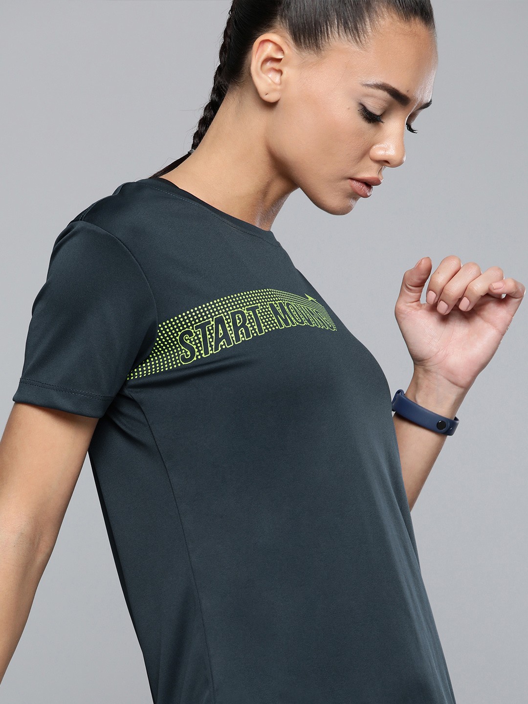 

Slazenger Women Blue & Green Typography Printed T-shirt