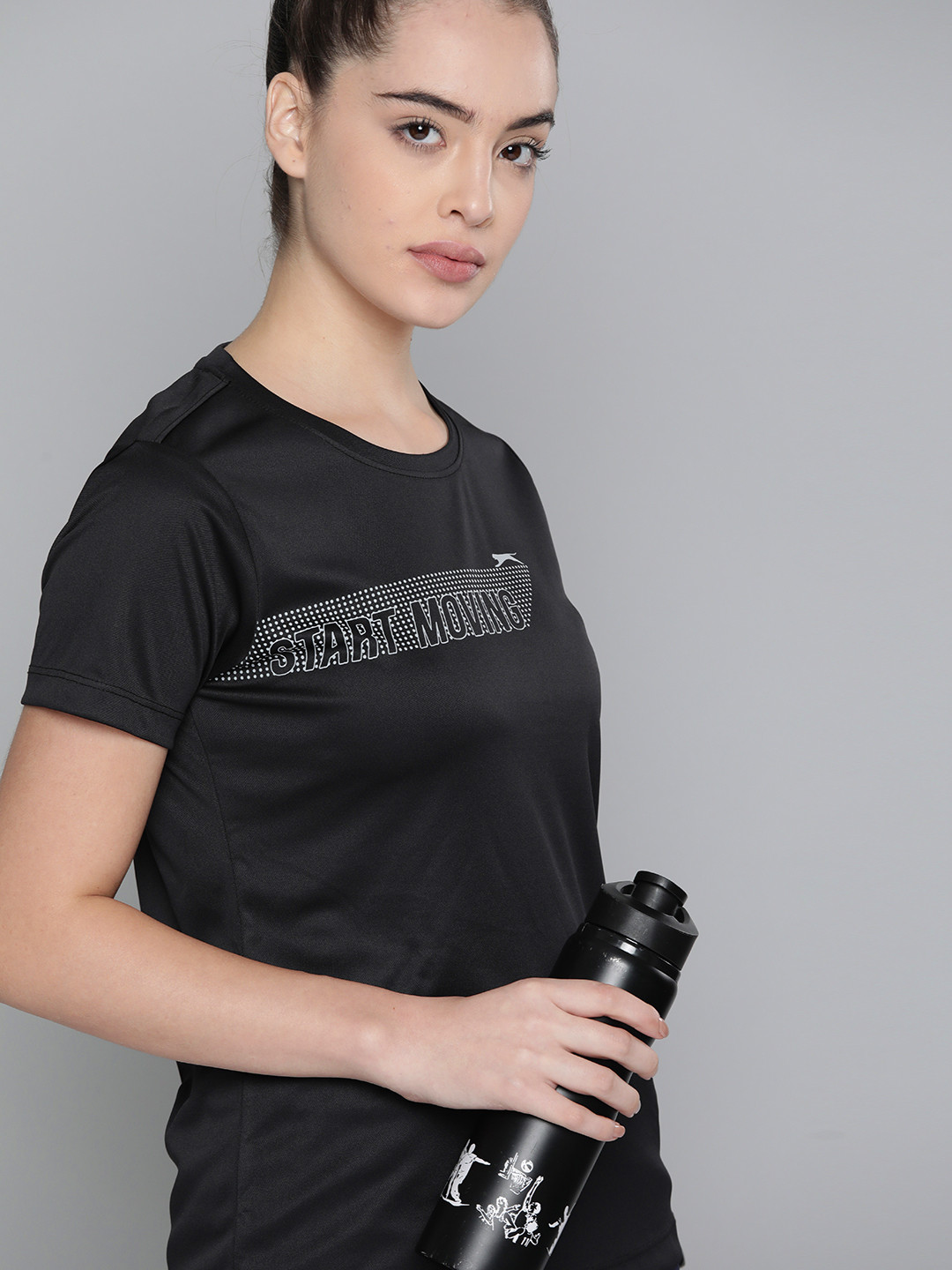 

Slazenger Women Black & White Typography Printed T-Shirt