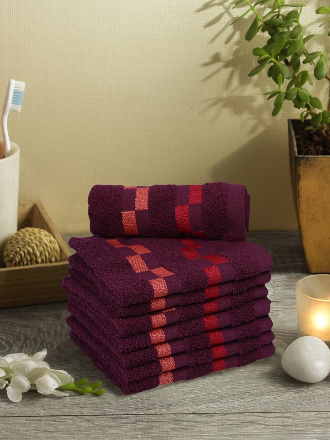 

BIANCA Set Of 8 Burgundy 450 GSM Pure Mercerized Combed Cotton Face Towels