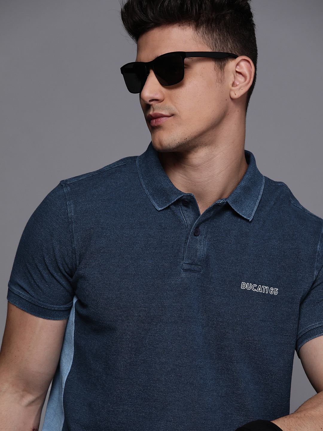 

Ducati Men Navy Blue Cotton Polo Collar T-shirt