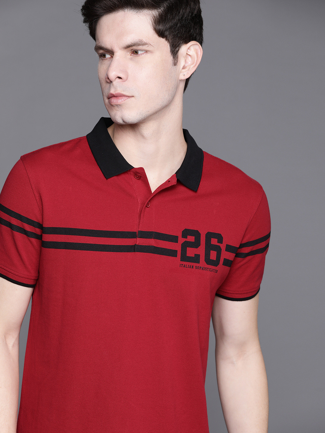 

Ducati Men Red Black Pure Cotton Polo Collar Pure Cotton T-shirt