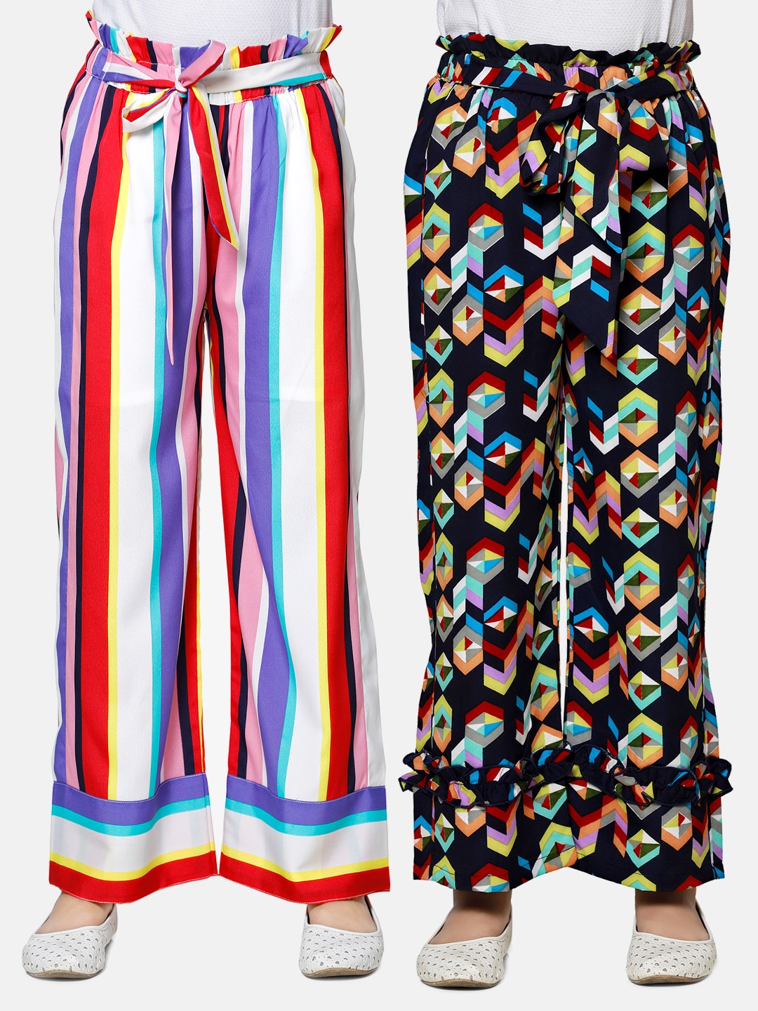 

Cutiekins Girls Pack of 2 White & Black Printed Knitted Palazzos
