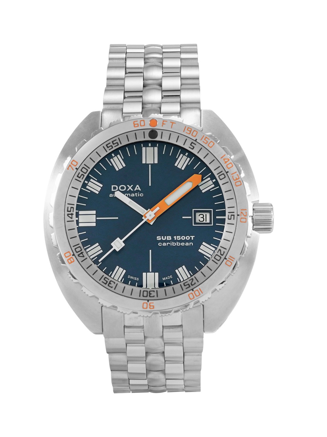 

DOXA Men Blue Dial & Silver Toned Straps Analogue Automatic Motion Powered Watch 881.10