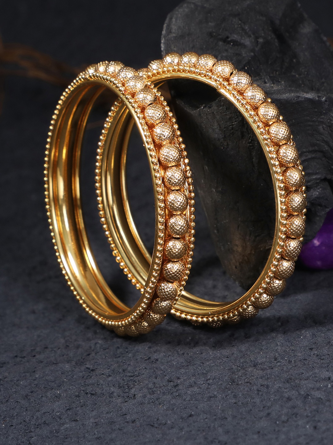 

Adwitiya Collection 24CT Gold Plated Handcrafted Bangles Set Of 2