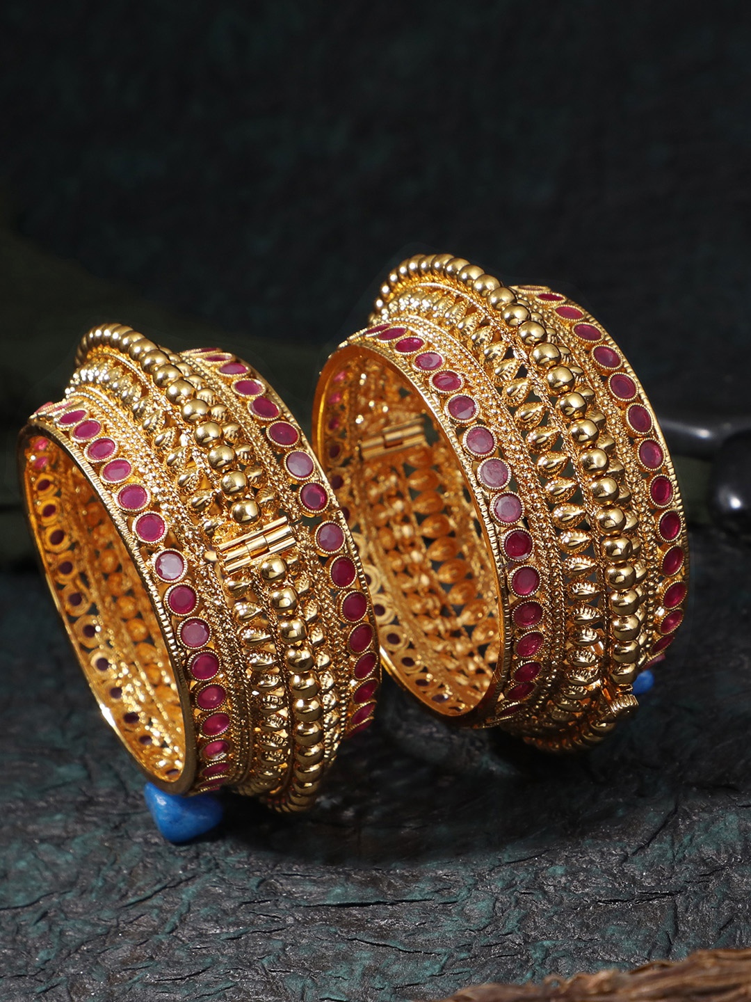 

Adwitiya Collection Set Of 2 24CT Gold-Plated Handcrafted Bangles
