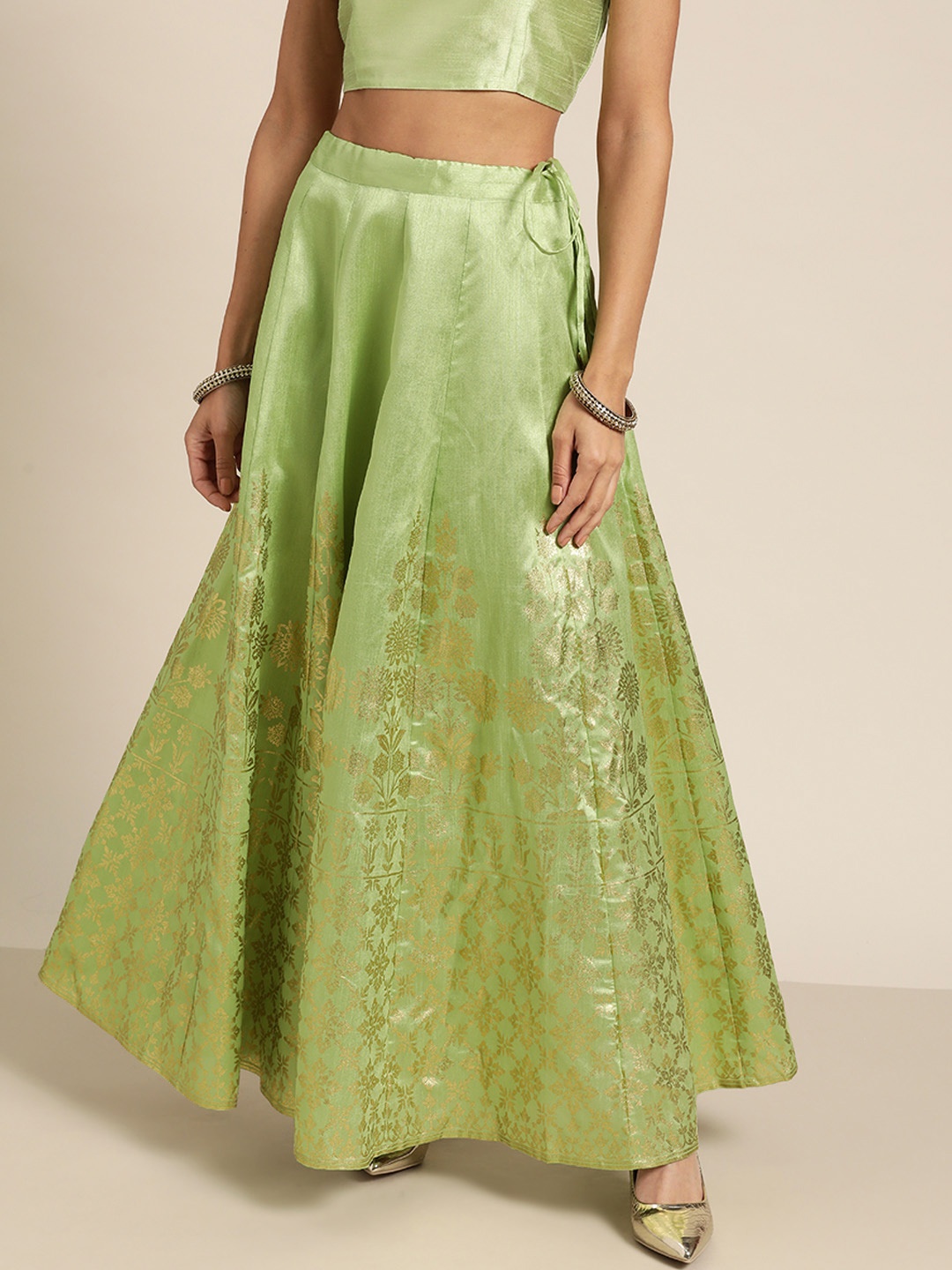 

Shae by SASSAFRAS Green Foil Print A-Line Flared Skirt