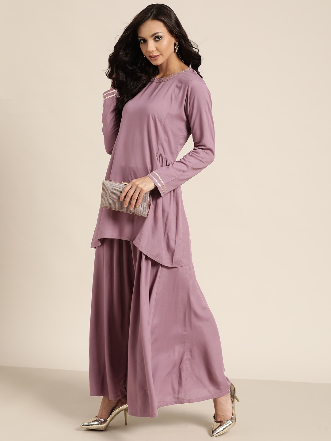 

Shae by SASSAFRAS Lavender Solid Liva Asymmetric Tunic