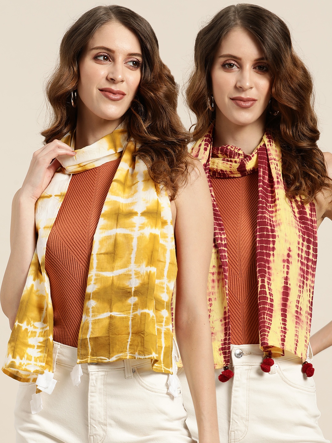 

Shae by SASSAFRAS Women Pack of 2 Cotton Dyed Scarf, Yellow
