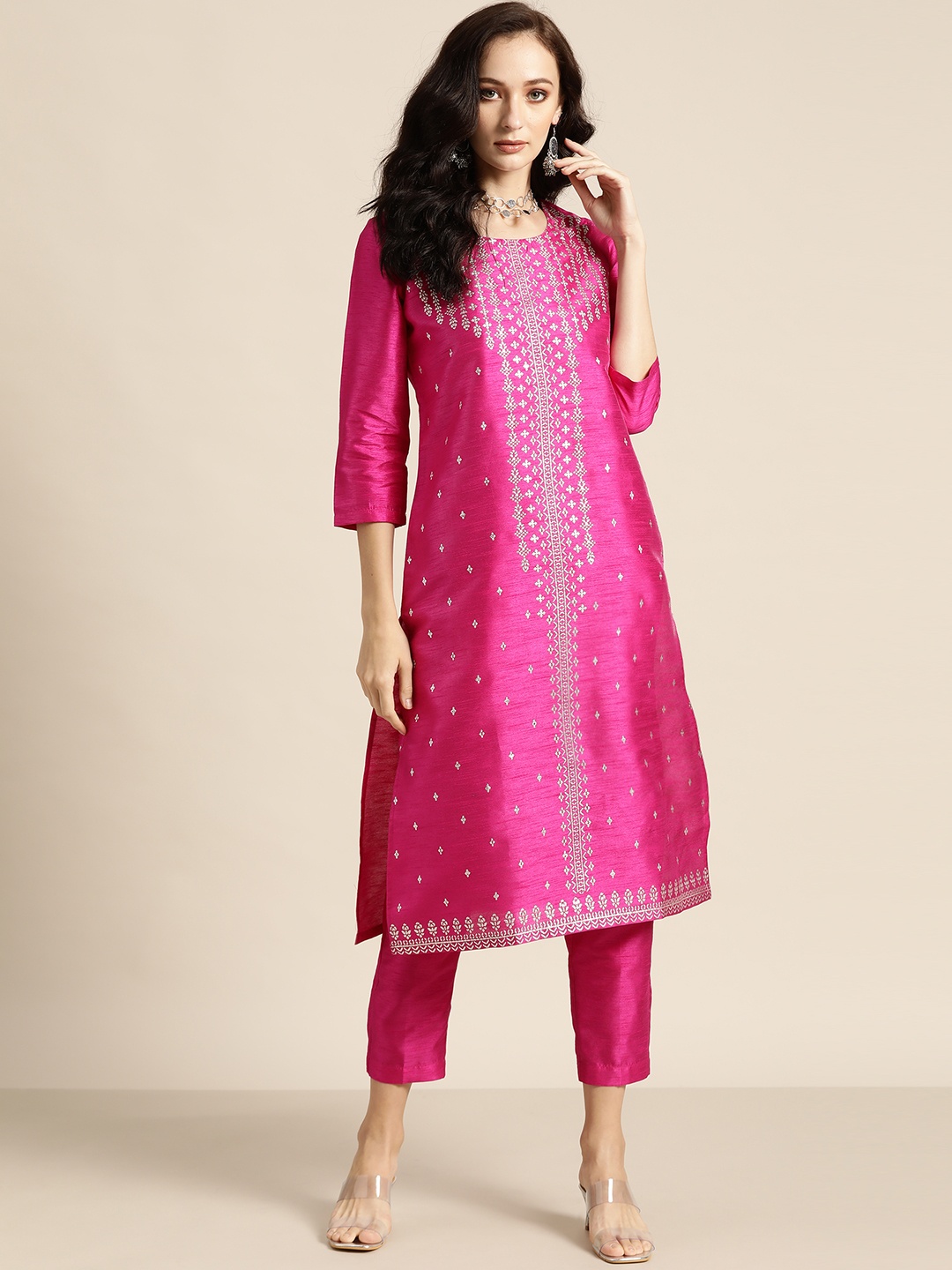 

Shae by SASSAFRAS Women Fuchsia Ethnic Motifs Kurta with Trousers