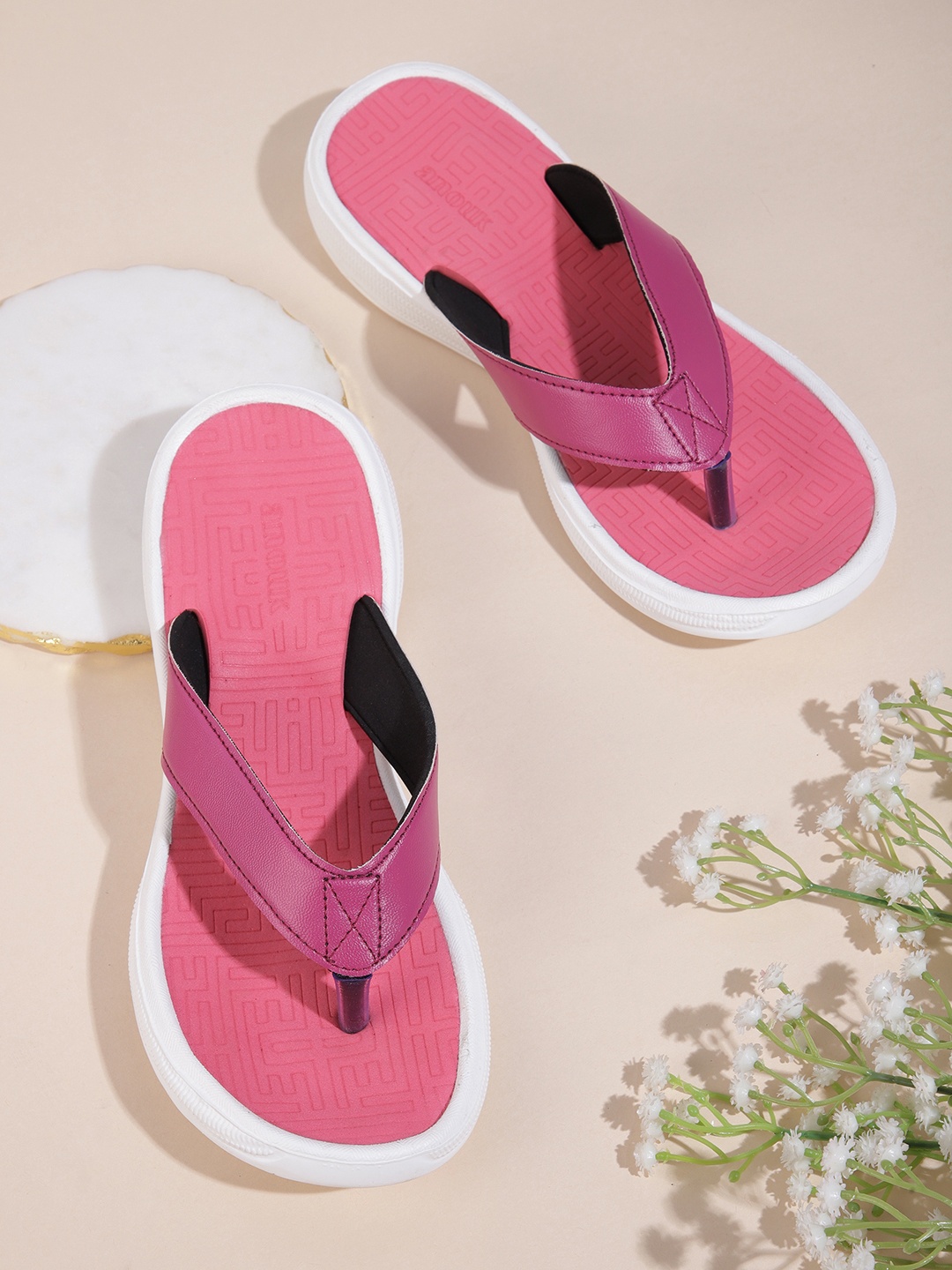 

Anouk Women Pink Solid Thong Flip-Flops