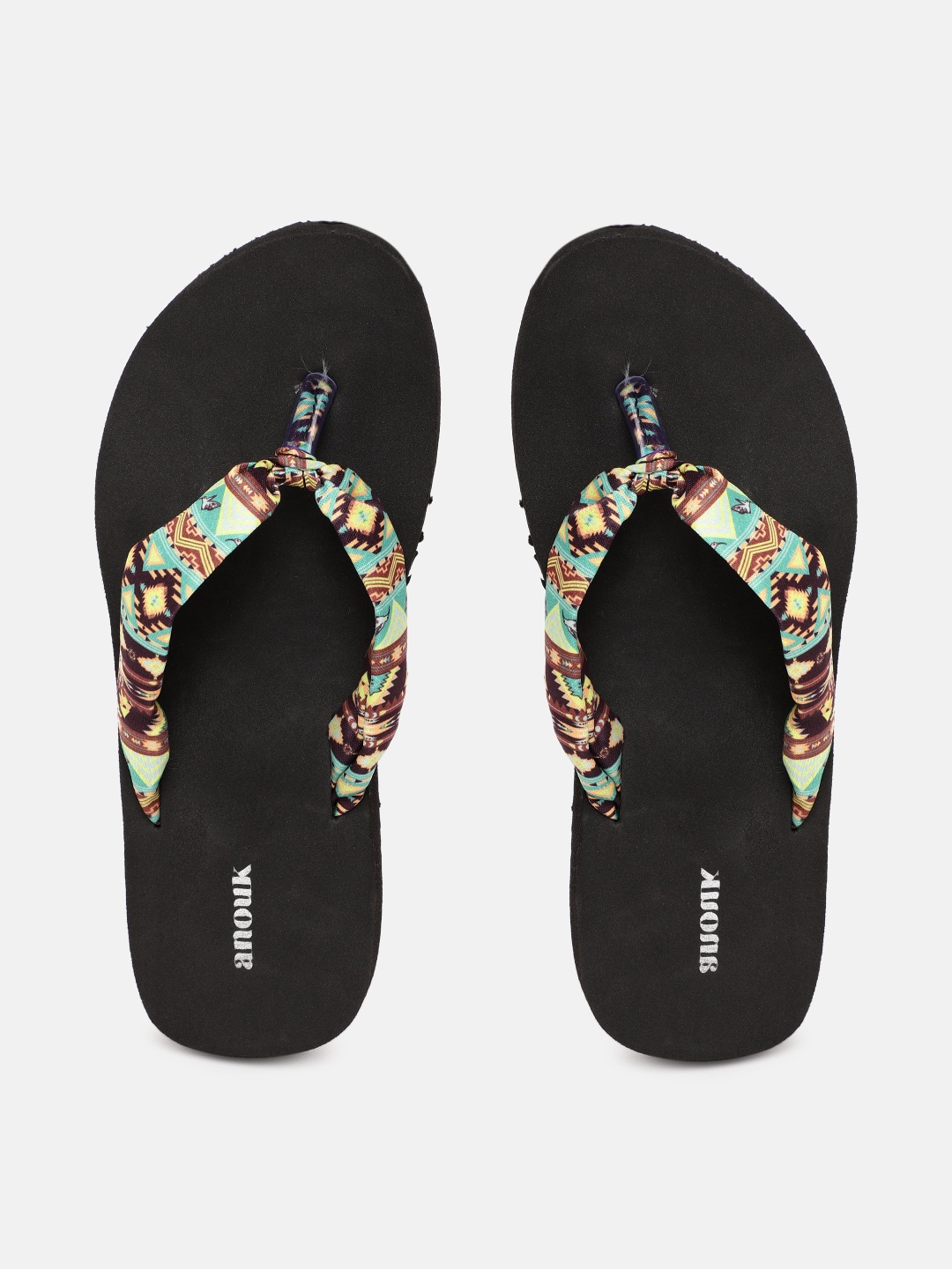 

Anouk Women Green & Brown Printed Thong Flip-Flops