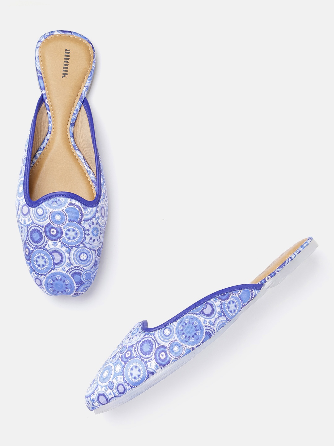 

Anouk Women Blue Geometric Print Mules