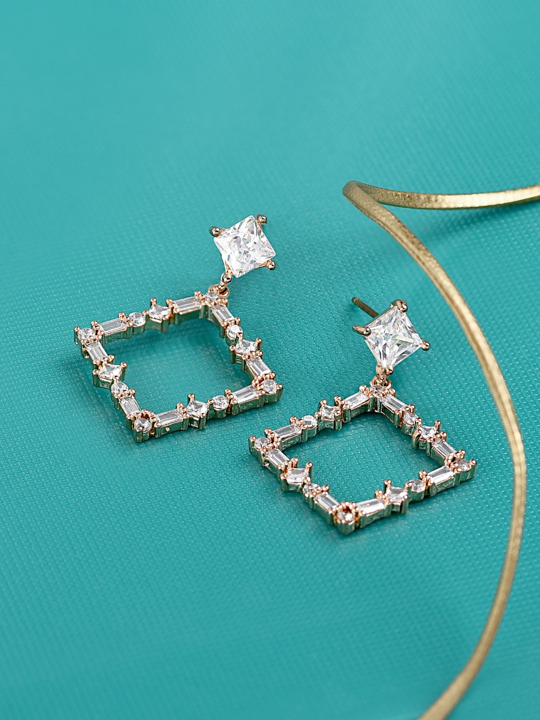 

AMI Rose Gold Contemporary Drop Earrings