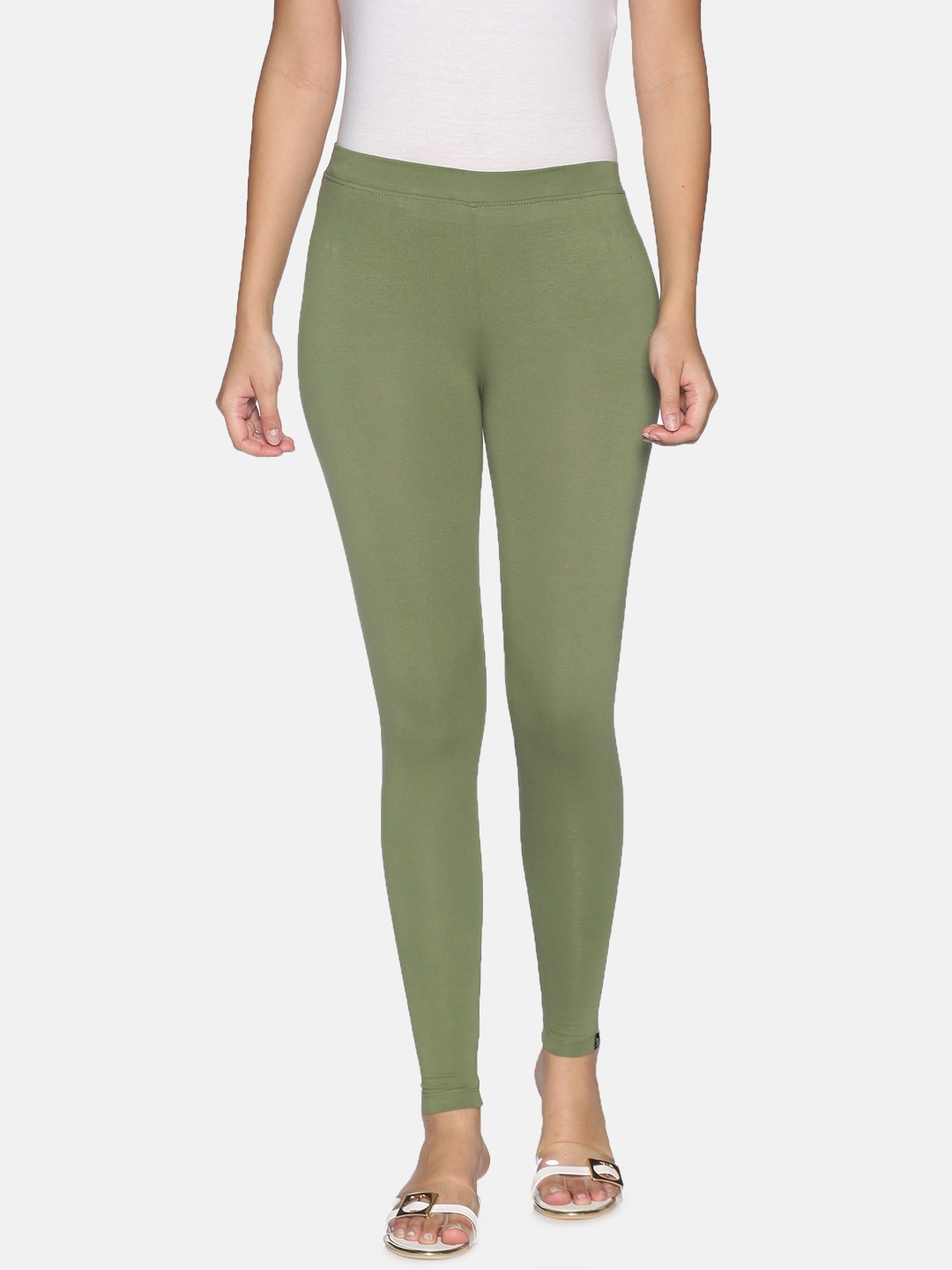 

TWIN BIRDS Women Green Solid Ankle-Length Leggings