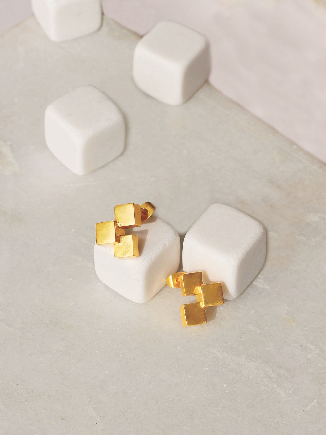 

Amaltaas 22K Gold-Plated Handcrafted Geometric Studs Earrings