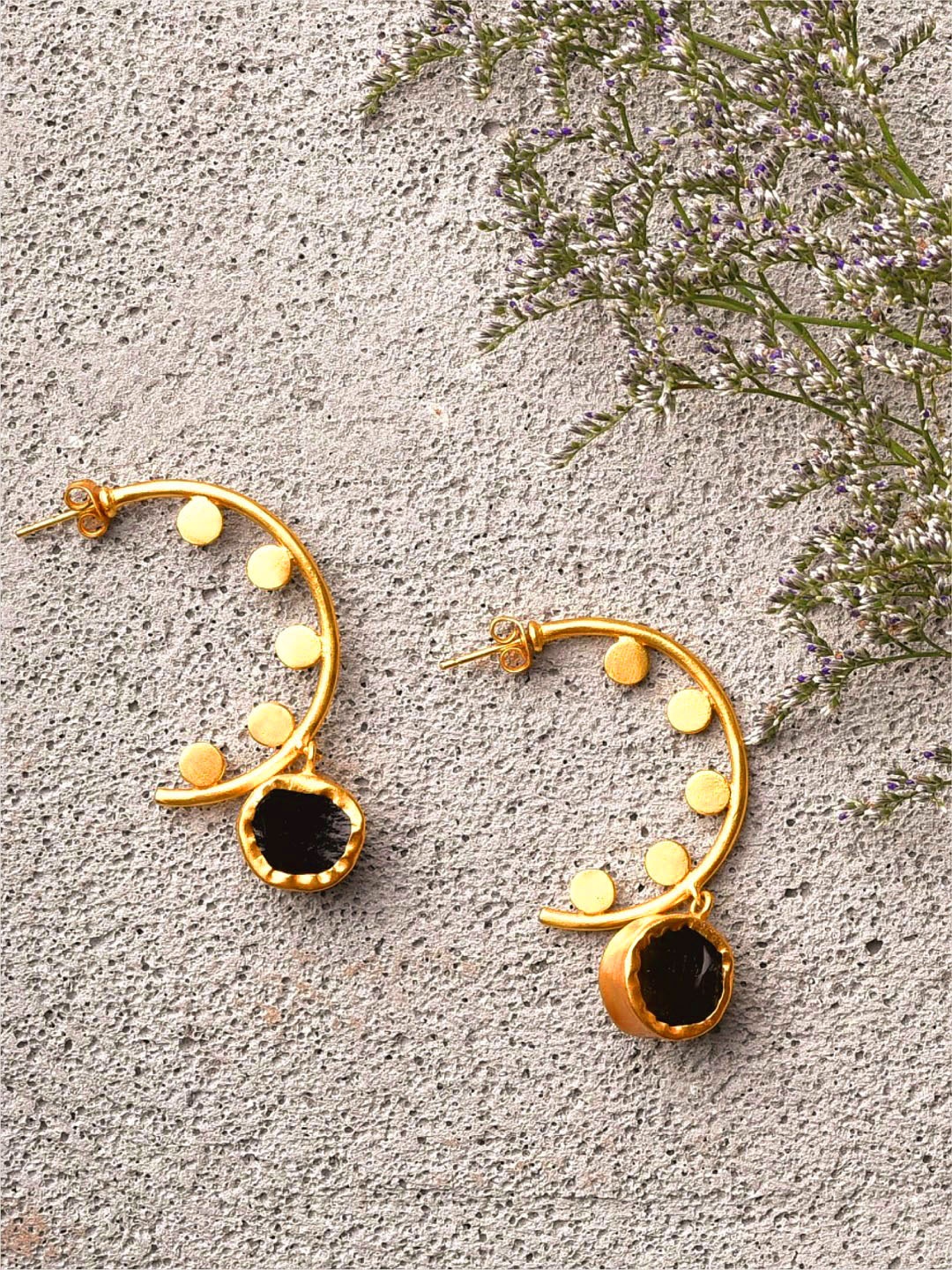 

Amaltaas Black & Gold-Toned Contemporary Half Hoop Earrings