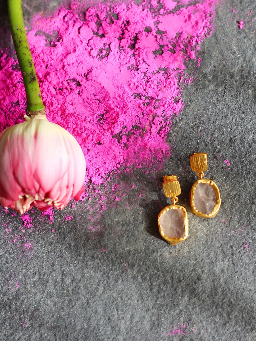 

Amaltaas Women Gold-Toned & Pink Circular Handcrafted Drop Earrings