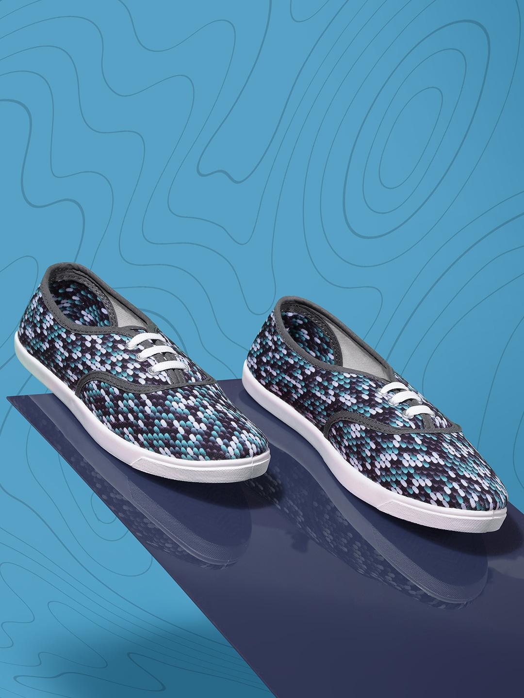 

Kook N Keech Women Sea Green & White Abstract Print Sneakers