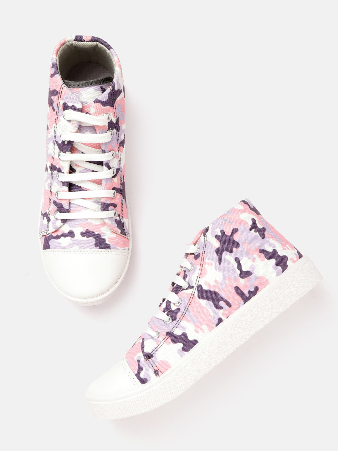 

Roadster Women Pink & Purple Mid-Top Camouflage Print Sneakers