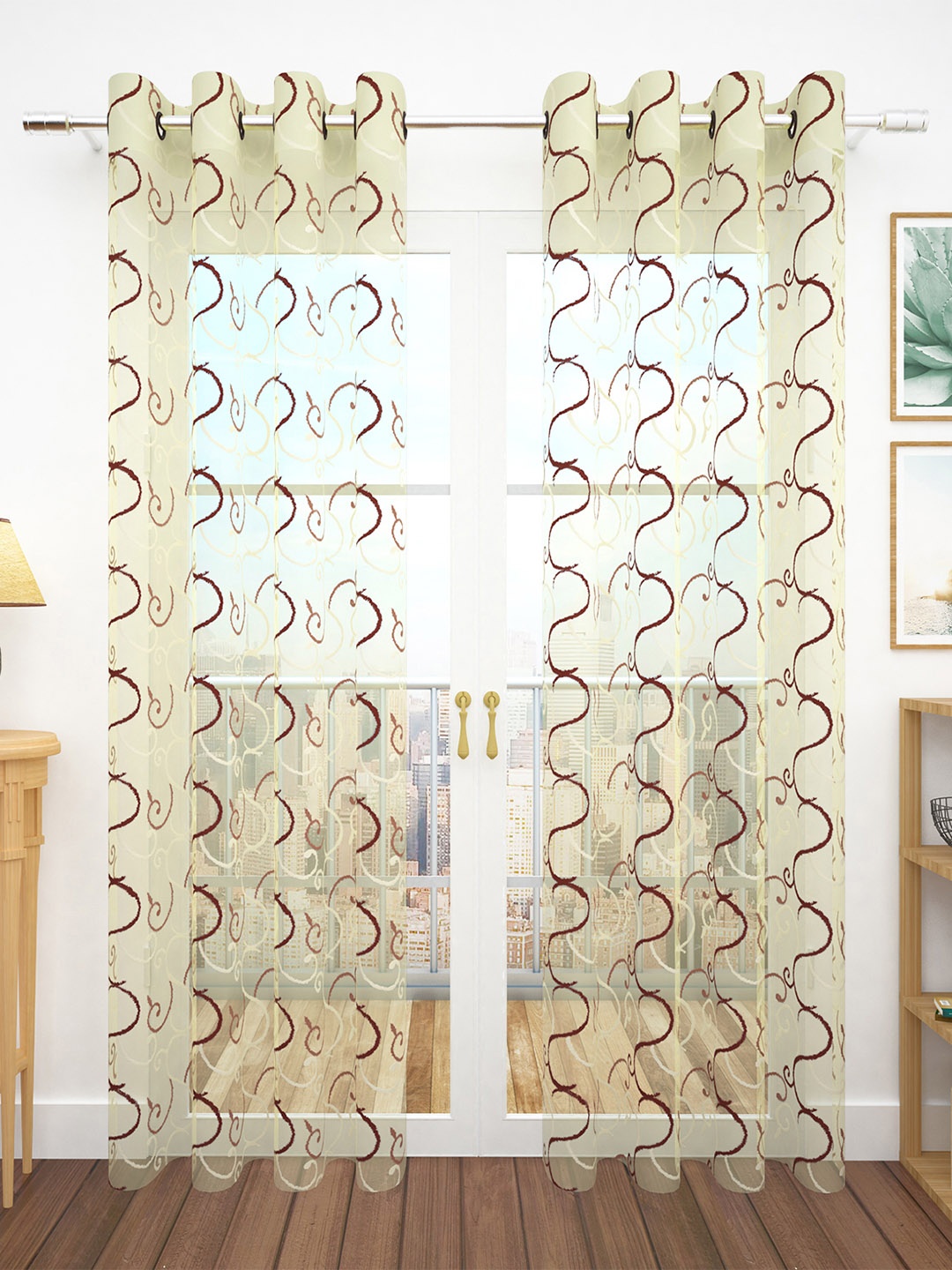 

Story@home Yellow Set of 2 Jacquard Textured Door Curtains