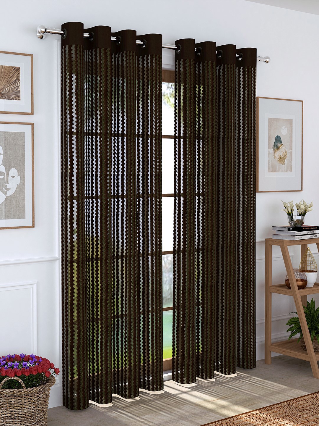 

Story@home Brown Set of 2 200GSM Sheer Semi Door Curtains