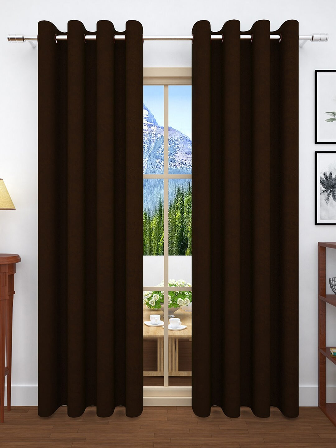 

Story@home Set Of 2 Brown Jacquard Textured Door Curtain