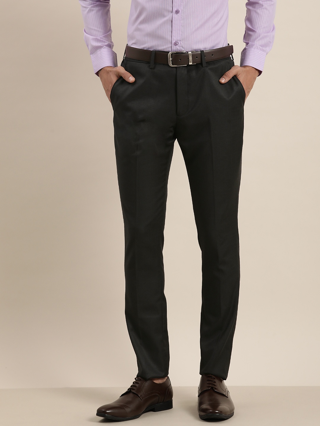 

INVICTUS Men Black Solid Stretch Formal Trouser