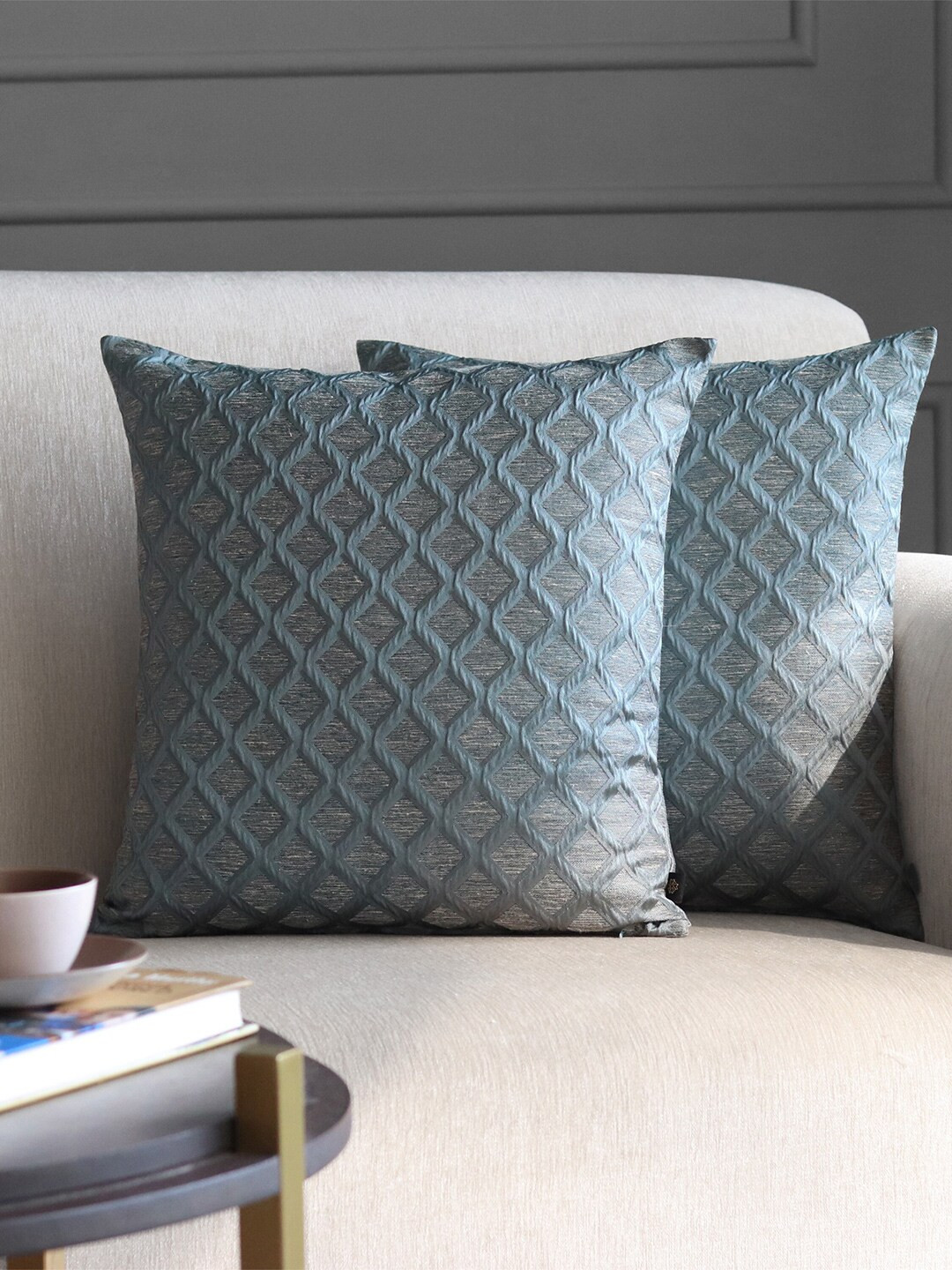 

GM Grey Set of 2 Velvet Square Cushion Covers