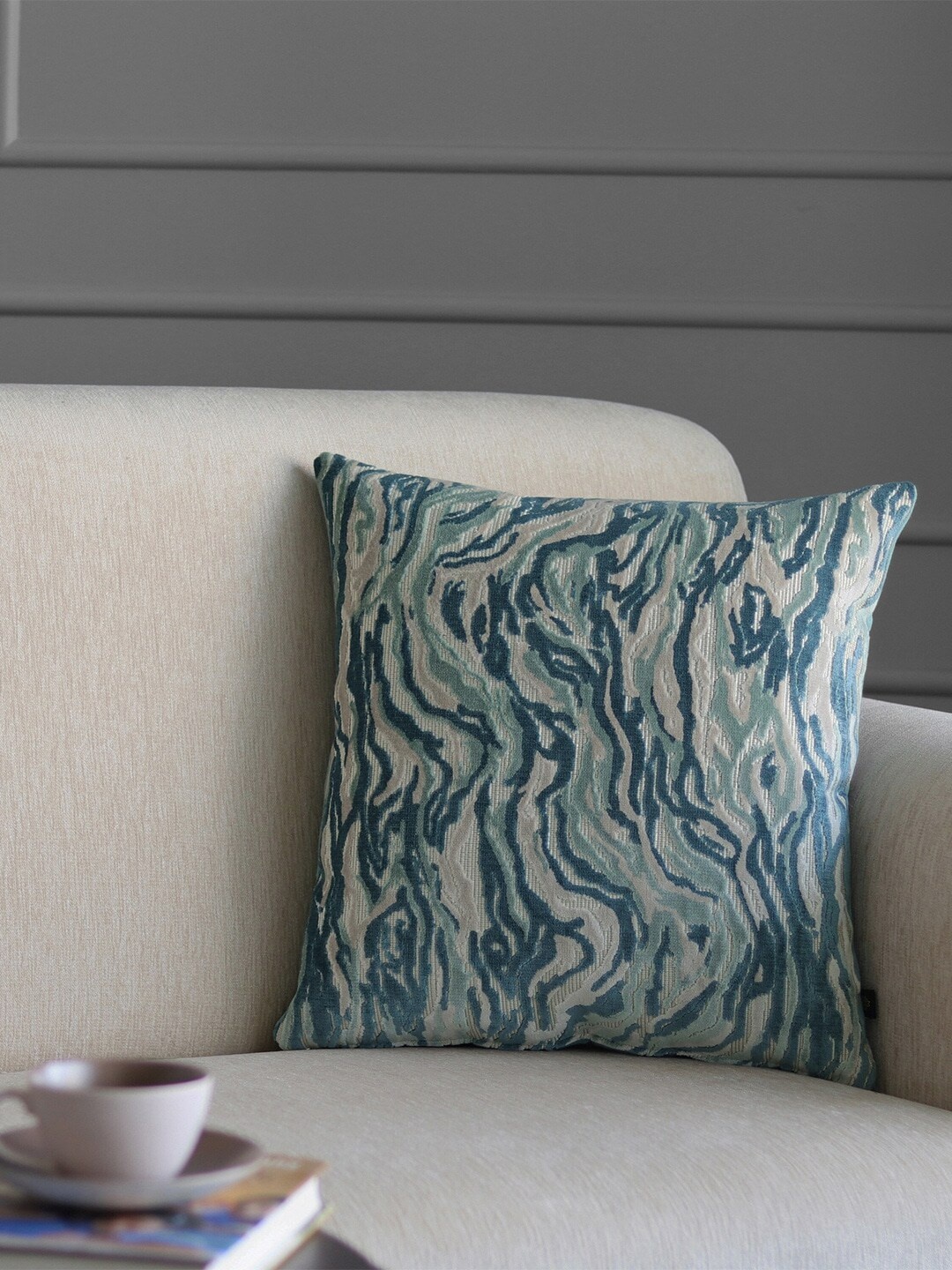 

GM Teal Blue & Grey Abstract Velvet Square Cushion Covers