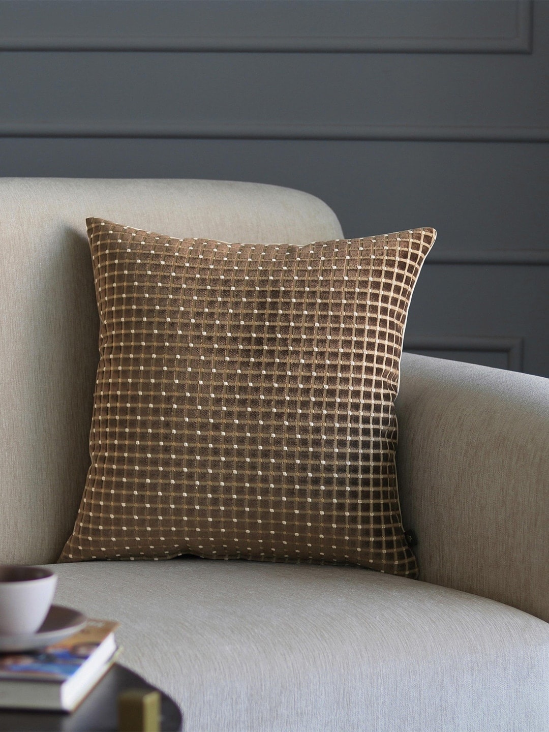 

GM Brown Geometric Velvet Square Cushion Covers