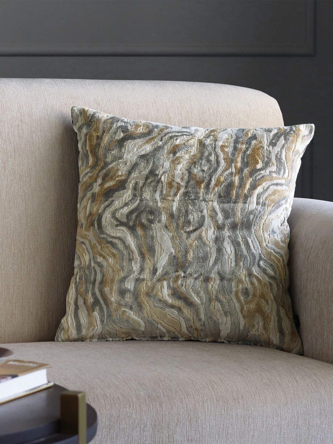 

GM Grey & Beige Velvet Square Cushion Covers