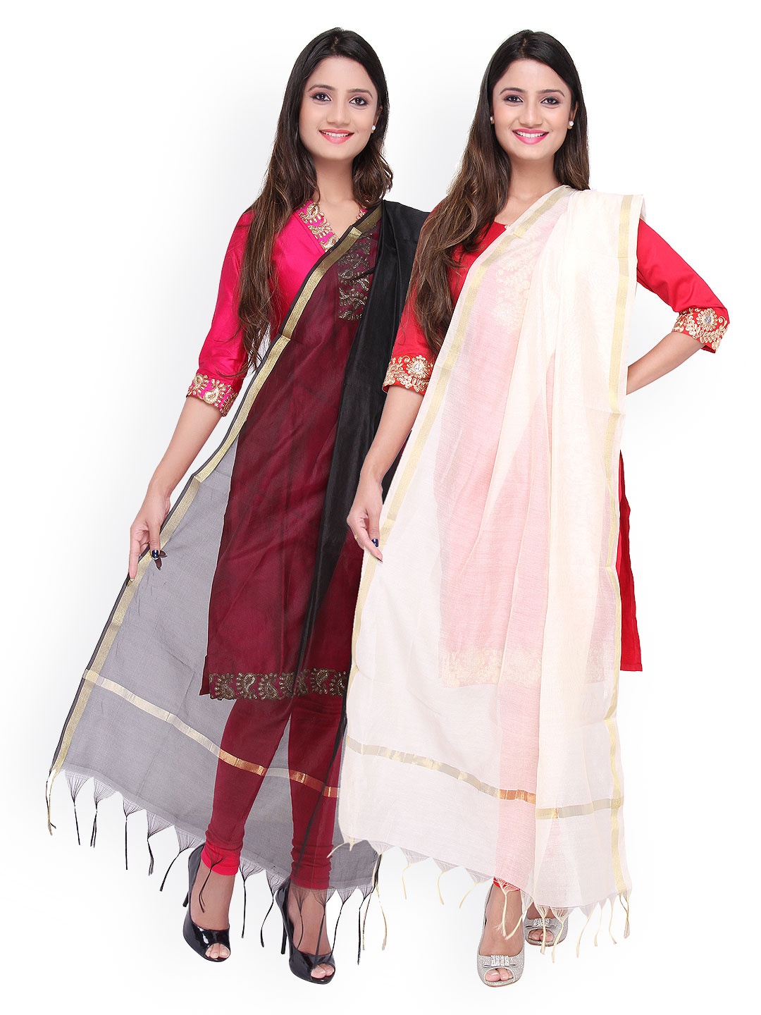 

Dupatta Bazaar Pack of 2 Dupattas, Black