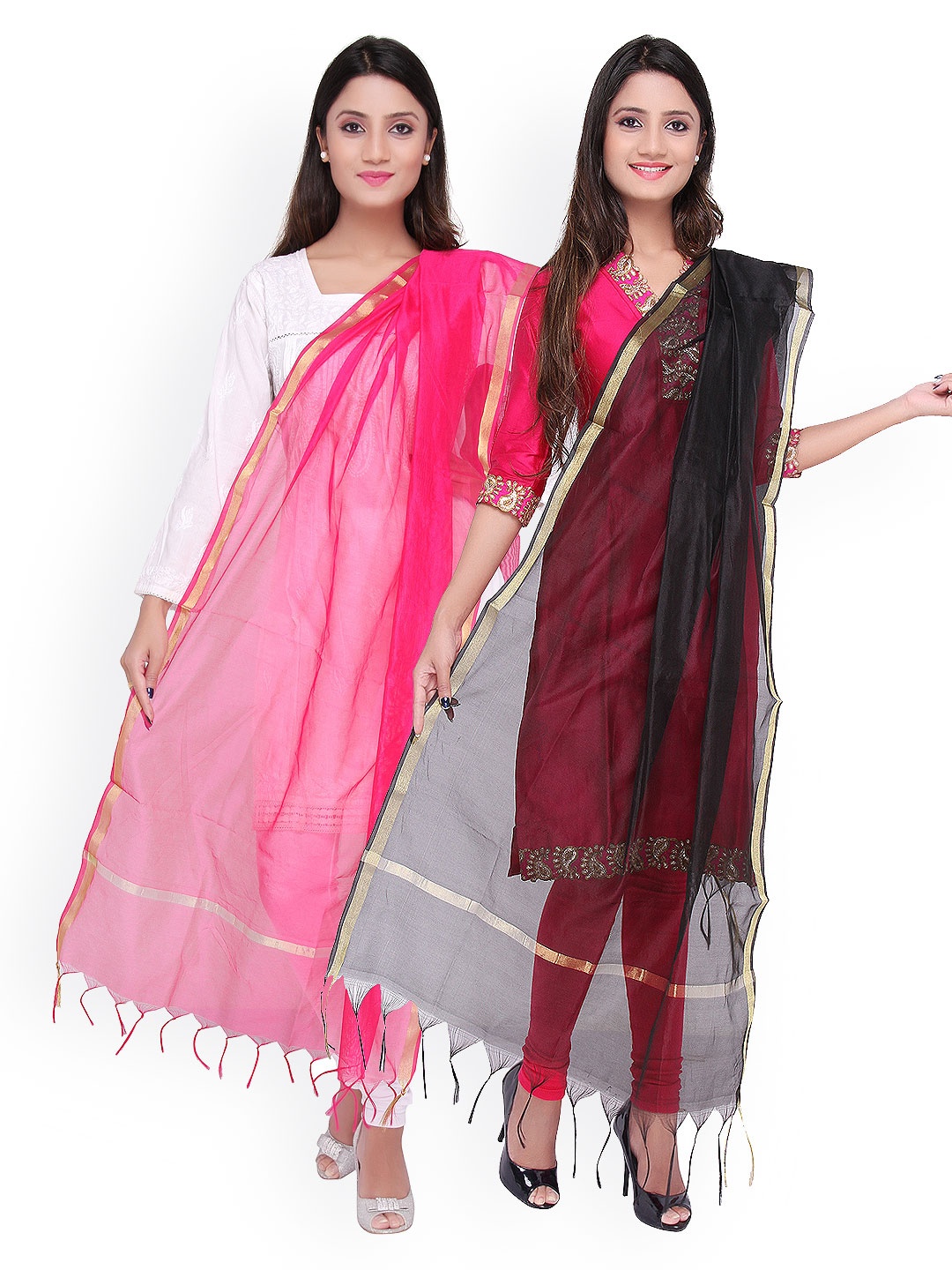 

Dupatta Bazaar Pack of 2 Dupattas, Black