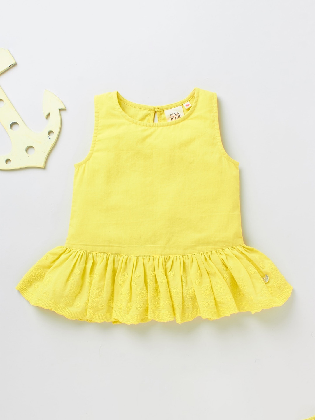 

Ed-a-Mamma Girls Yellow Floral A-Line Sustainable Top