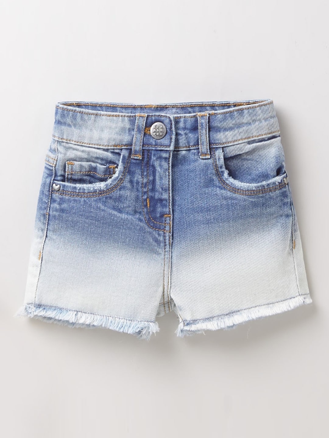 

Ed-a-Mamma Girls Blue Ombre Washed Mid-Rise Denim Sustainable Shorts
