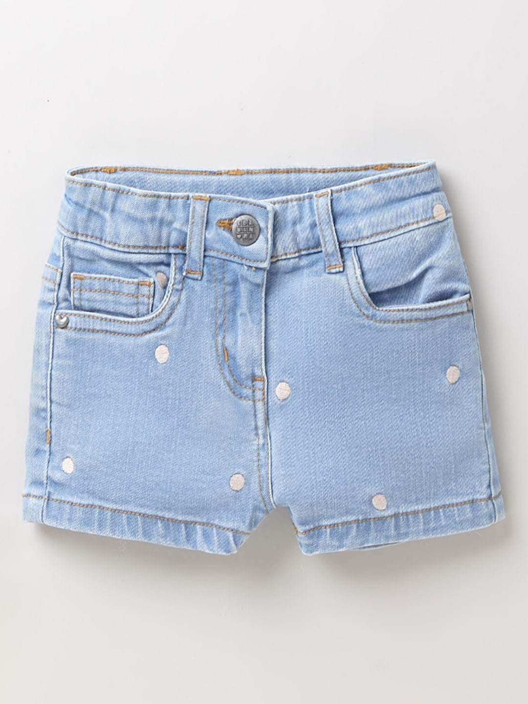 

Ed a Mamma Girls Blue Washed Stretchable Mid-Rise Denim Sustainable Shorts