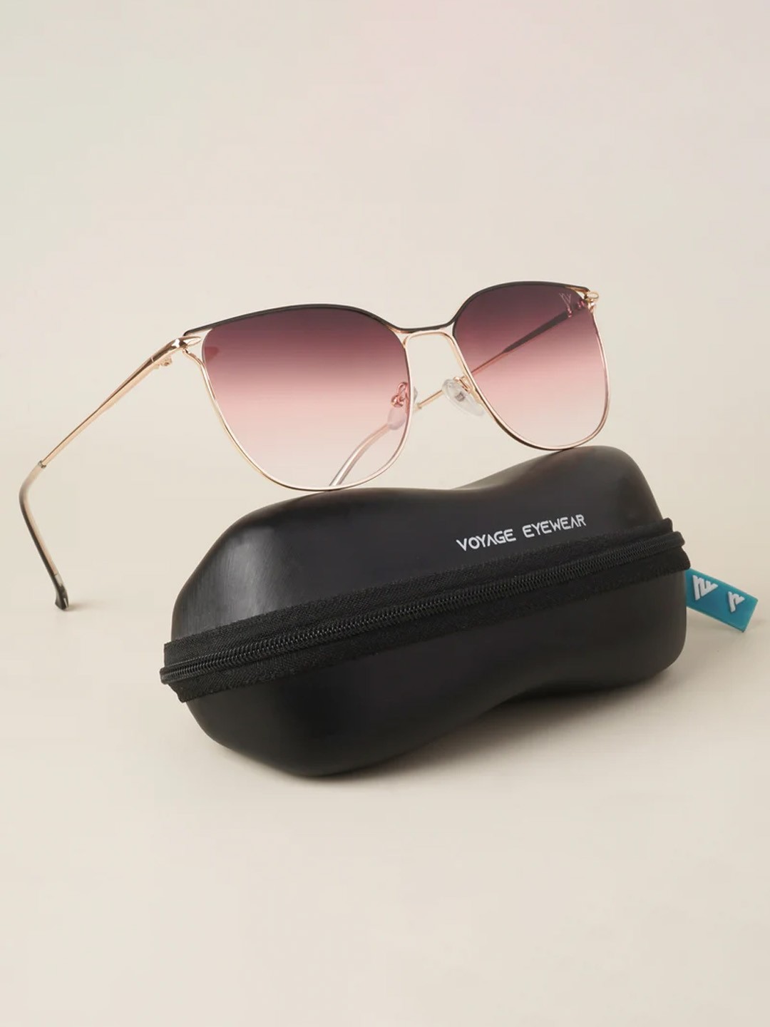 

Voyage Unisex Pink Lens & Gold-Toned Square Sunglasses with UV Protected Lens