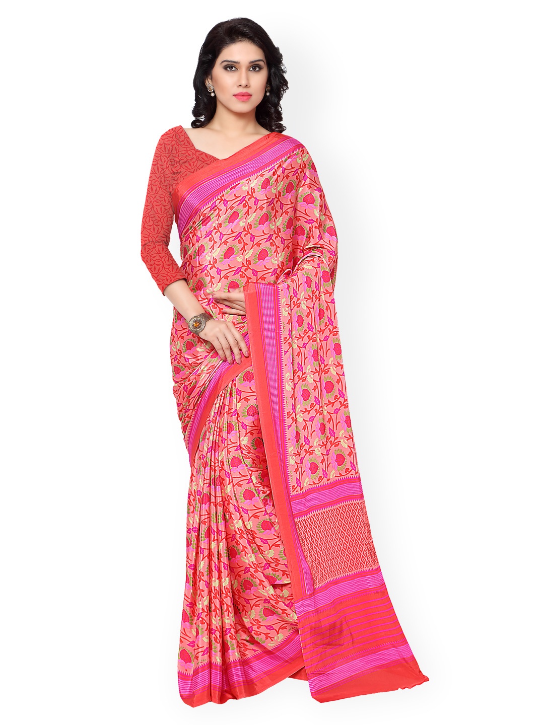 

Kalista Pink Floral Print Saree