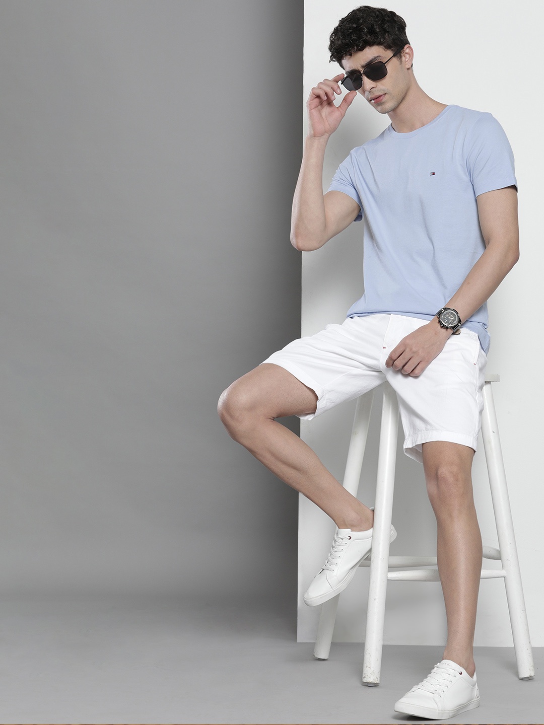 

Tommy Hilfiger Men Blue Solid Pure Cotton T-shirt