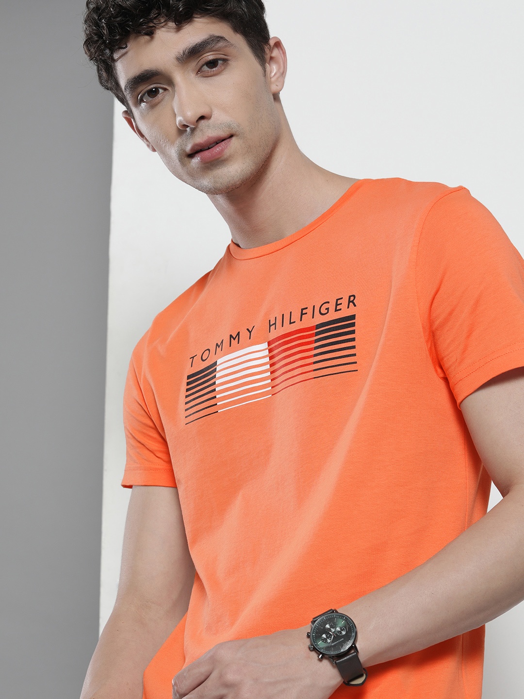 

Tommy Hilfiger Men Orange Typography Printed Organic Cotton T-shirt