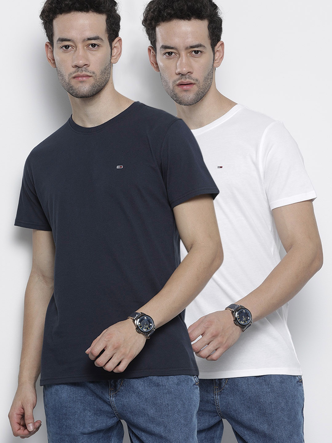 

Tommy Hilfiger Men Pack of 2 Organic Cotton Solid Organic Cotton T-shirts, Navy blue