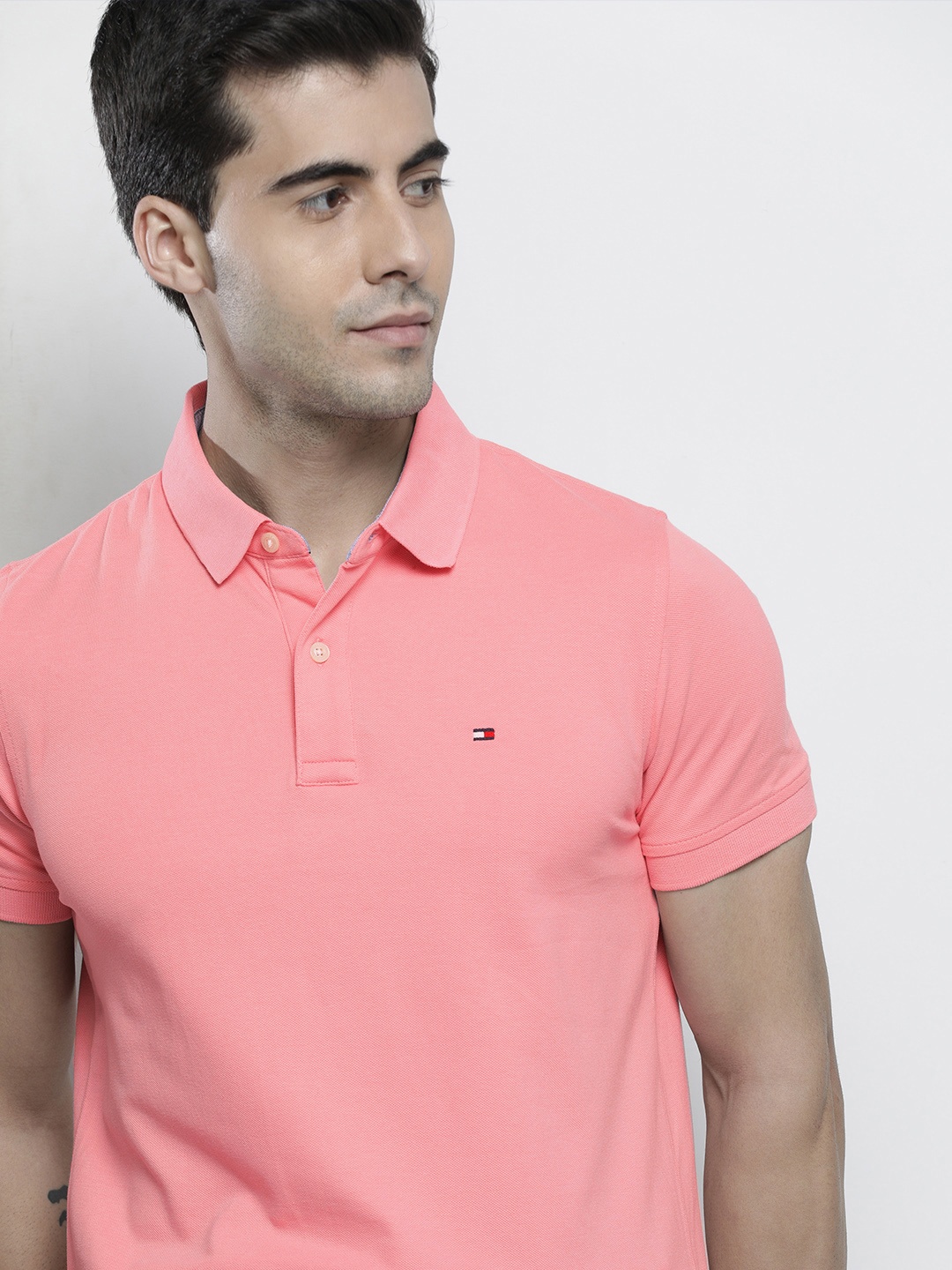 

Tommy Hilfiger Men Pink Polo Collar Slim Fit T-shirt