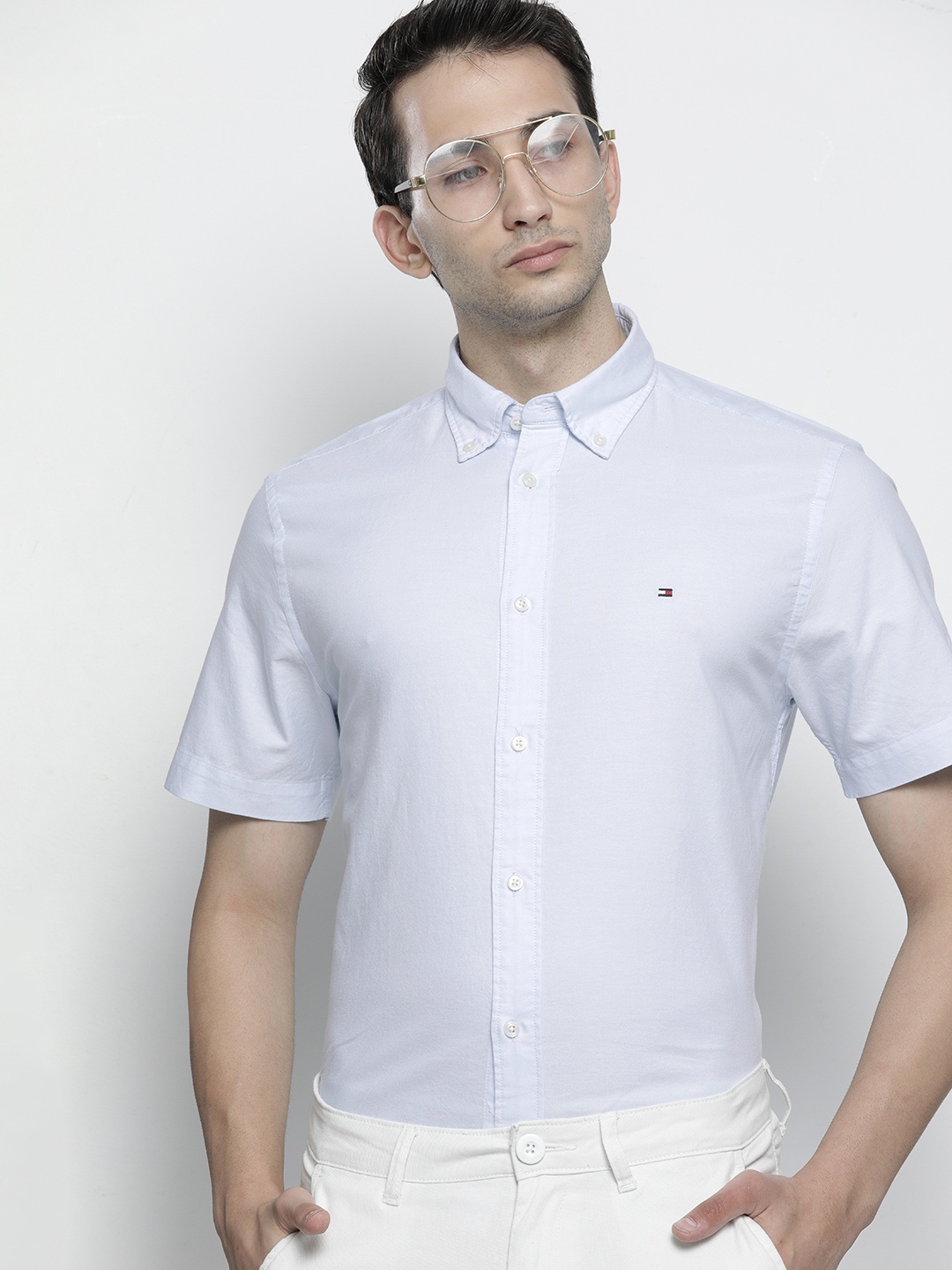 

Tommy Hilfiger Men Blue Button-Down Collar Casual Shirt