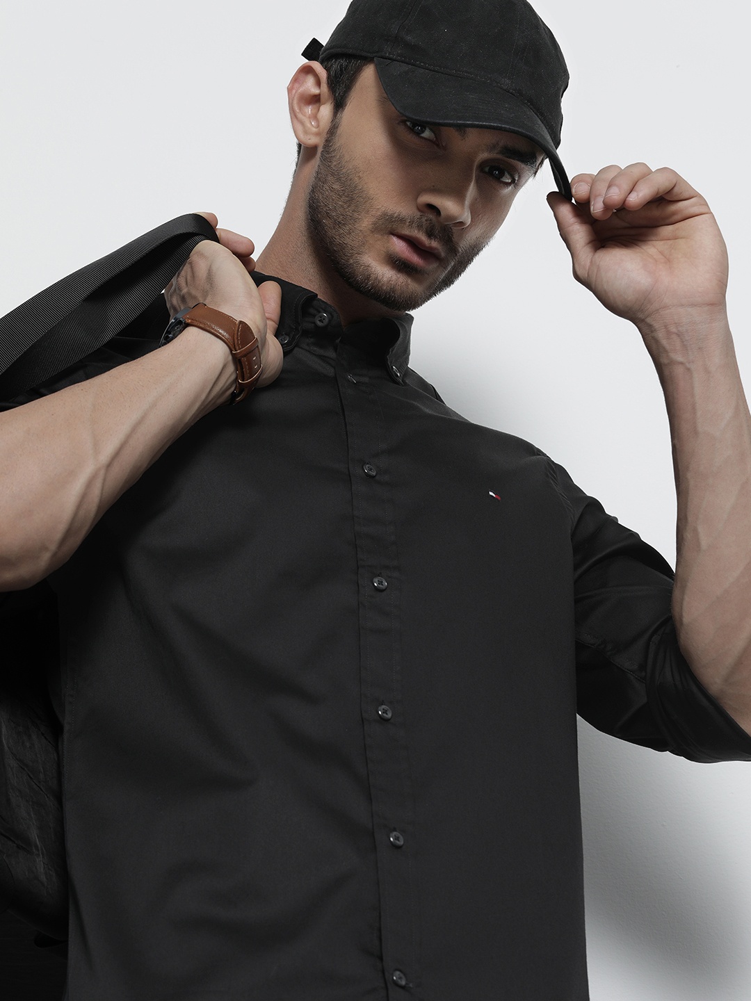 

Tommy Hilfiger Men Black Slim Fit Casual Shirt